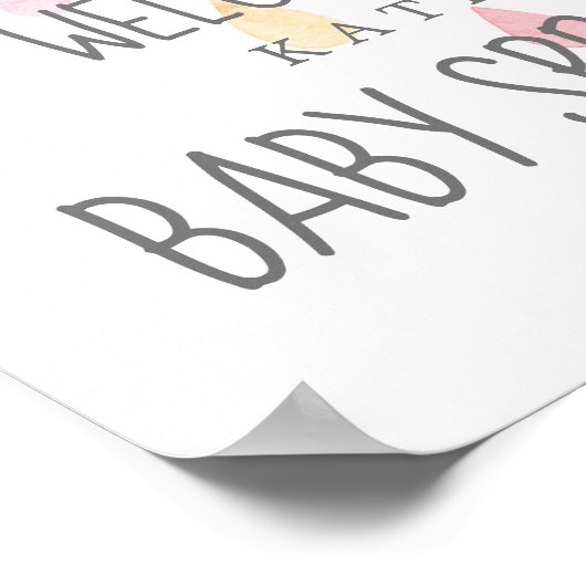 Rain Cloud Girl Baby Sprinkle Welkom Poster (Hoek)