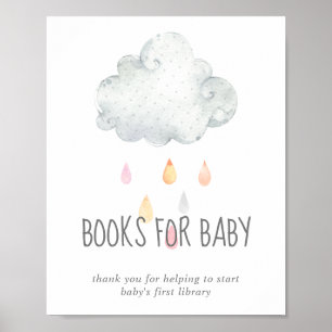 Rain Cloud Meisje Baby shower Boeken voor Baby Sig Poster
