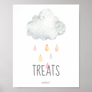 Rain Cloud Meisje Baby shower Treats Teken Poster