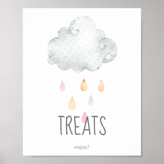 Rain Cloud Meisje Baby shower Treats Teken Poster (Voorkant)
