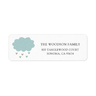 Rain Cloud Rain laat Baby shower terugkeren Etiket