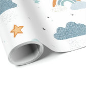 Rain Clouds and Rainbows Baby Shower Cadeaupapier (Rol Hoek)