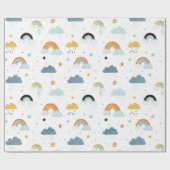 Rain Clouds and Rainbows Baby Shower Cadeaupapier (Vlak)