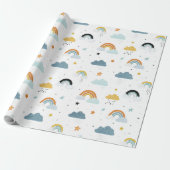 Rain Clouds and Rainbows Baby Shower Cadeaupapier (Uitgerold)