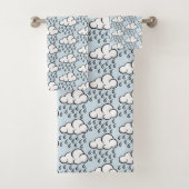 Rain Clouds Illustrated Pattern on Light Blue Bad Handdoek (Insitu)