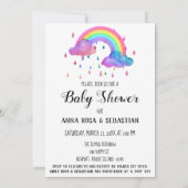 ** Rain Clouds Rainbow Baby shower Kaart (Achterkant)