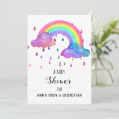 ** Rain Clouds Rainbow Baby shower Kaart (Staand voorkant)