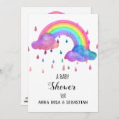 ** Rain Clouds Rainbow Baby shower Kaart (Voorkant / Achterkant)