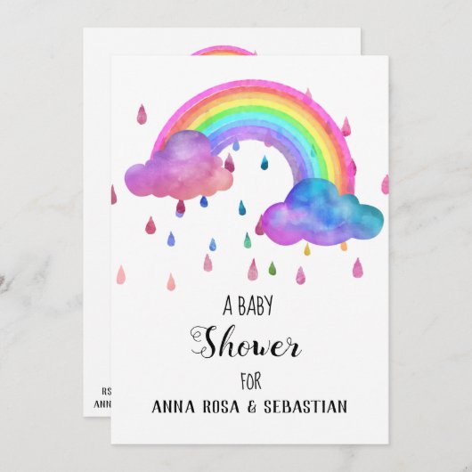 ** Rain Clouds Rainbow Baby shower Kaart (Voorkant / Achterkant)