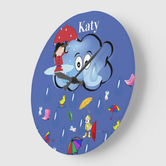 Rain Clouds Umbrella Clock Grote Klok (Hoek)