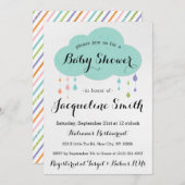 Rain Drop Glitter Baby shower Invitation Kaart (Voorkant / Achterkant)