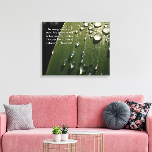 Rain Drops op Leaf Schrift Canvas Afdruk (Insitu (Woonkamer))