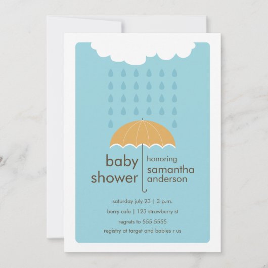 Rain Drups Baby shower Invitation - Boy Kaart (Voorkant)