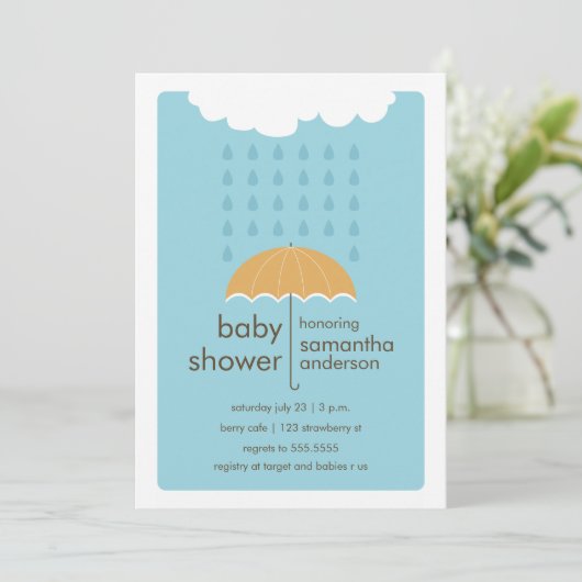 Rain Drups Baby shower Invitation - Boy Kaart (Staand voorkant)