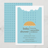 Rain Drups Baby shower Invitation - Boy Kaart (Voorkant / Achterkant)