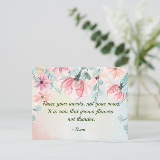 Rain Groeit Flowers Rumi Quote Briefkaart (Staand voorkant)