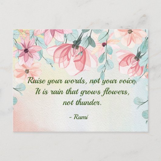 Rain Groeit Flowers Rumi Quote Briefkaart (Voorkant)