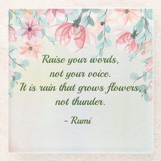 Rain Groeit Flowers Rumi Quote Glazen Onderzetter (Voorkant)