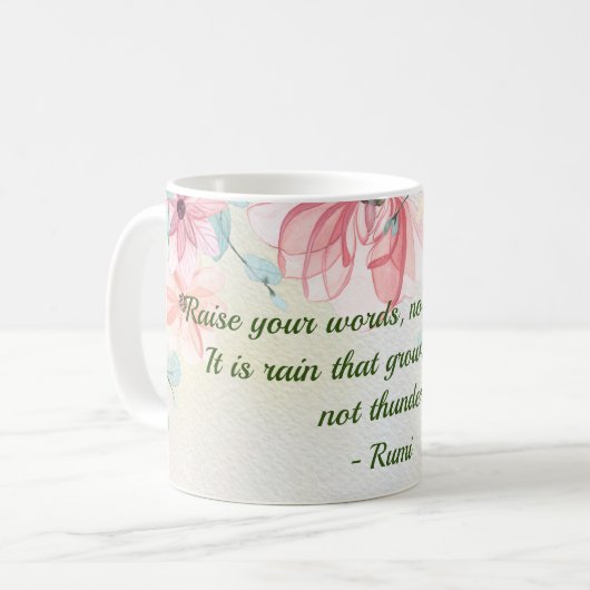 Rain Groeit Flowers Rumi Quote Koffiemok (Voorkant links)