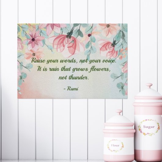 Rain Groeit Flowers Rumi Quote Poster