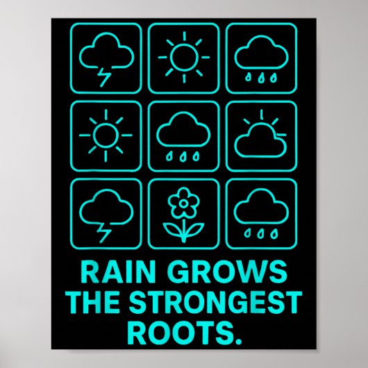 Rain Grows The Strongest Roots Resilience Motivati Poster (Voorkant)