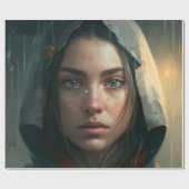 Rain hood girl cadeaupapier (Vlak)