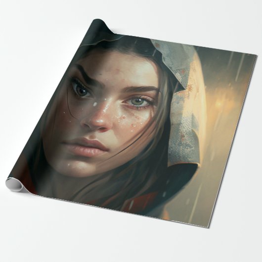 Rain hood girl cadeaupapier (Uitgerold)