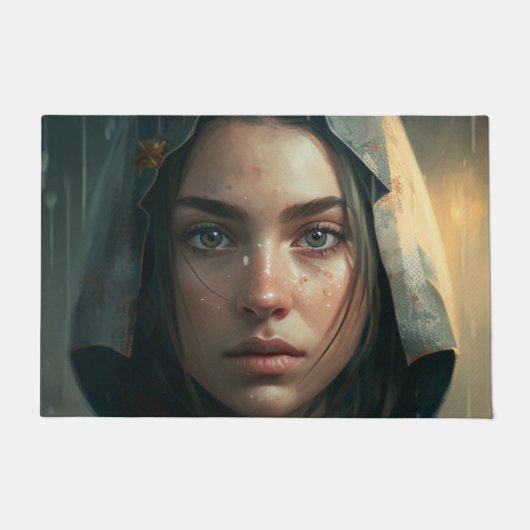 Rain hood girl deurmat (Voorkant)