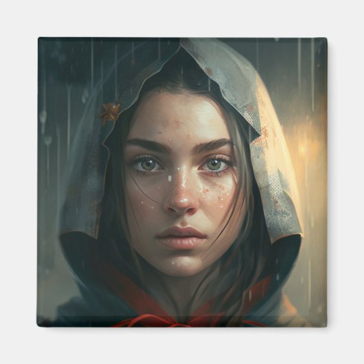 Rain hood girl magneet (Voorkant)