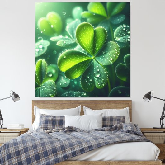 Rain-Kissed Clover - Canvas Afdruk (Insitu (Slaapkamer))
