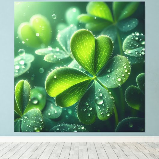 Rain-Kissed Clover - Canvas Afdruk (Insitu (Houten vloer))