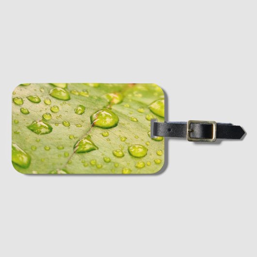 "Rain-Kissed Leaf Luggage Tag Bagagelabel (Voorkant (horizontaal))