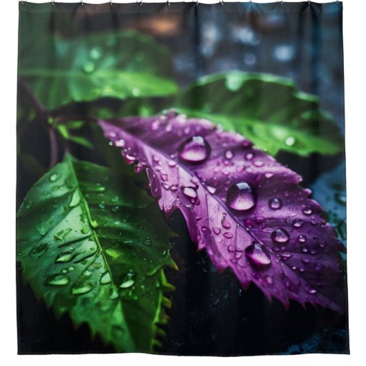 Rain-Kissed Leaves: het palet van de Natuur Douchegordijn (Voorkant)