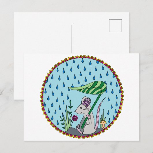 Rain Mouse Briefkaart (Voorkant / Achterkant)