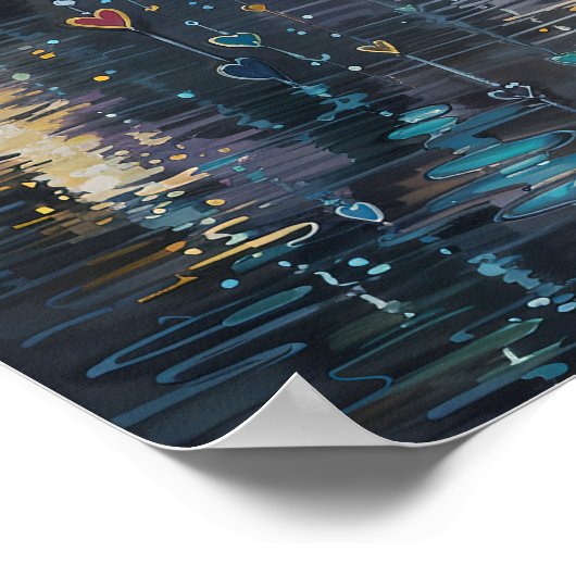 Rain of Hearts - Whimsical Illustration Style Poster (Hoek)