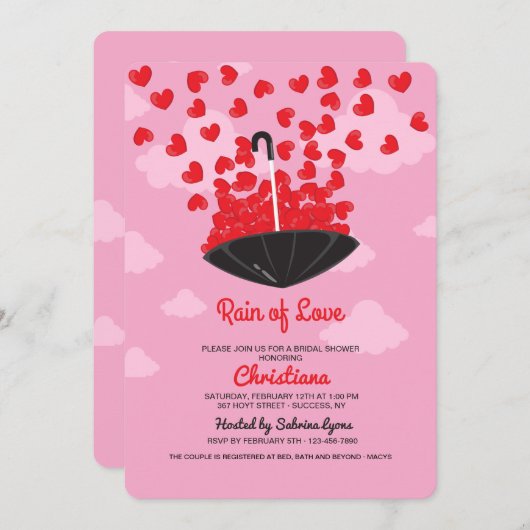 Rain of Love Shower Uitnodiging (Voorkant / Achterkant)