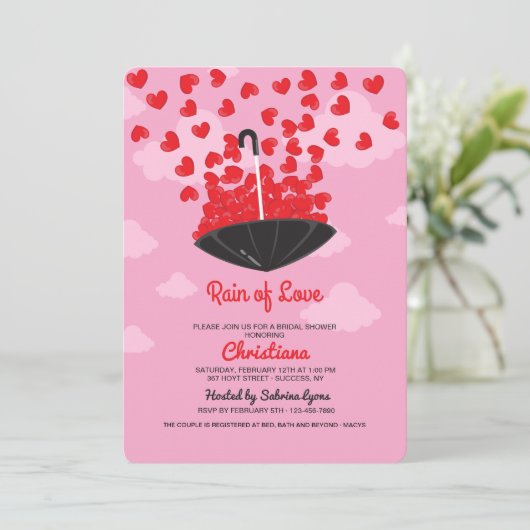 Rain of Love Shower Uitnodiging (Staand voorkant)
