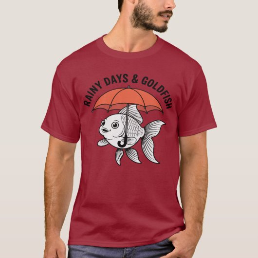 Rain or Shine – Fish with Umbrella Funny T-Shirt (Voorkant)