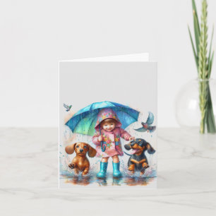 Rain Puddle Friends Dachshund (te downloaden) Kaart