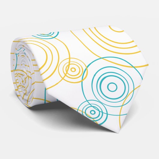 Rain Ripples patroon in Turquoise en Geel Stropdas (Opgerold)
