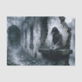 Rain Soaked Urban Woman Dark Blue Decoupage Tissuepapier (Voorkant)