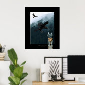 RAIN SPIRITS Raven & Totem Pole Art Poster (Thuiskantoor)