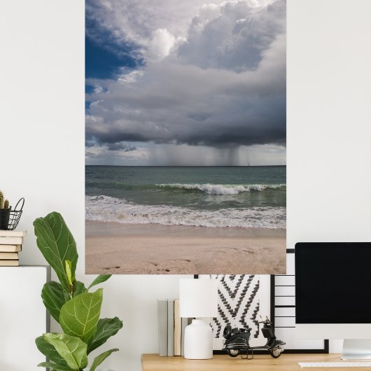 Rain Storm Over The Atlantic Ocean Poster (Thuiskantoor)