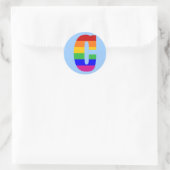 Rainbobordetekst C Ronde Sticker (Tas)