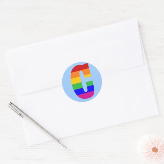 Rainbobordetekst C Ronde Sticker (Envelop)