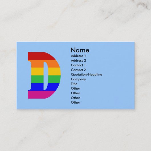 Rainbobordetekst D Visitekaartje (Voorkant)