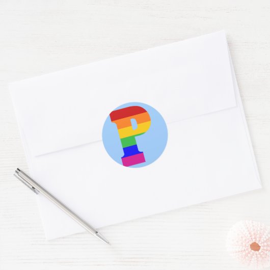 Rainboegbrief P Ronde Sticker (Envelop)