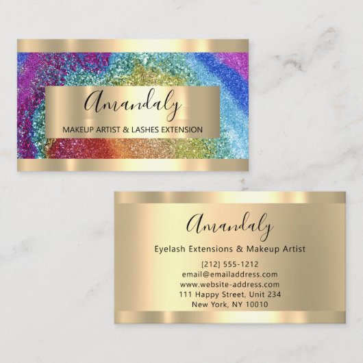 Rainboegholograaf voor Lijst van glitter Visitekaartje (Voorkant / Achterkant)