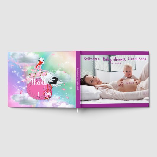 Rainbogen, Baby shower Collectie van fluffelwolken Gastenboek (Volledig)