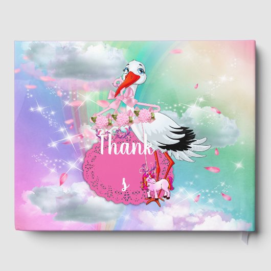 Rainbogen, Baby shower Collectie van fluffelwolken Gastenboek (Achterkant)